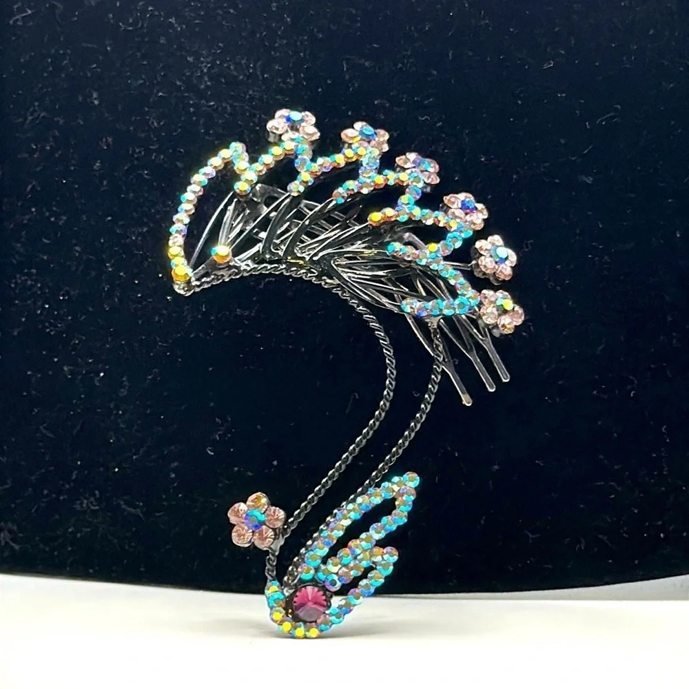 Art Deco Crystal Rhinestone Hair Comb Vintage Accessory